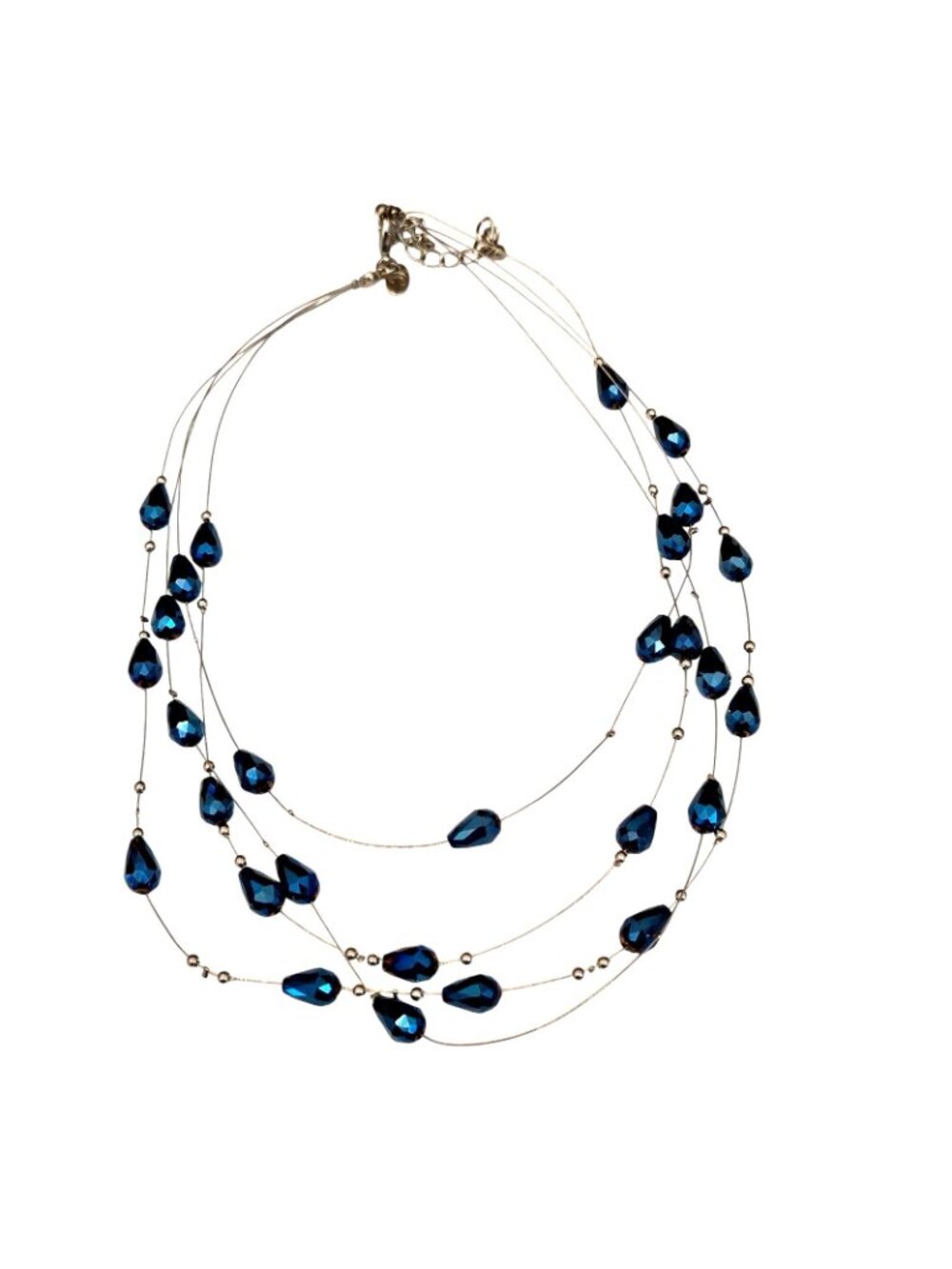 Charming Charlie Irredescent Blue Floating Beaded Multi-layer Necklace - Picture 3 of 3